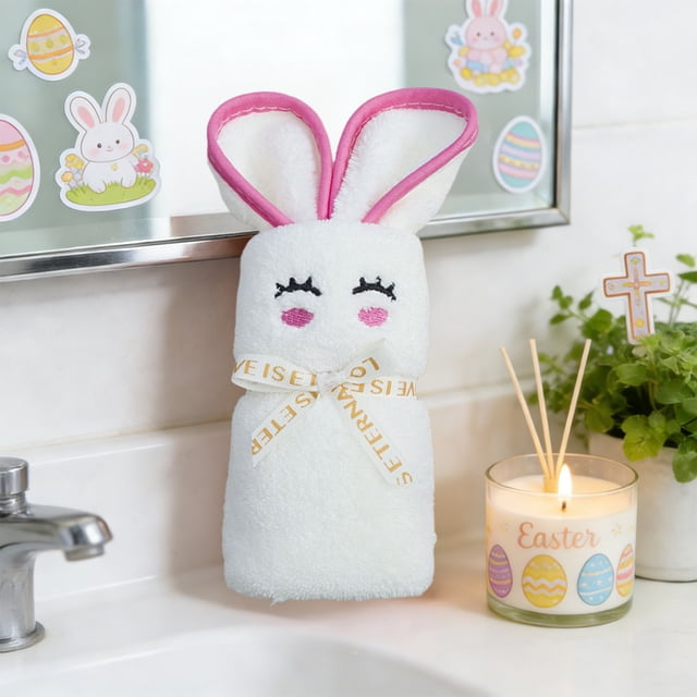 Set de toallas bordadas Happy Bunny - Detalles de boda súper suaves, paños de cocina y decoración de mesa para despedidas de soltera y regalos de aniversario
