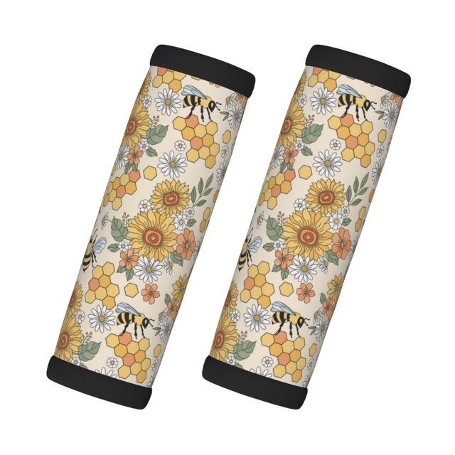 2 fundas para asas de equipaje - Etiquetas identificadoras con diseño de abeja hippie, fundas para asas de equipaje, accesorios esenciales de viaje para equipaje de avión
