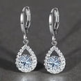 thumbnail image 3 of Water Drop Round White Zirconia White Gold Filled Cz Earrings Women's Ear Buckle, 3 of 5