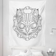 thumbnail image 1 of Psychedelic Cat Tapestry, Abstract Illustration of Sun and Moon Eyed Kitten Star Whiskers, Fabric Wall Hanging Decor for Bedroom Living Room Dorm, 5 Sizes, Charcoal Grey White, by Ambesonne, 1 of 1