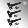 thumbnail image 2 of Renovators Supply 5 in. Black T Strap Shed Door Hinge Flush Mount Cast Iron Barn Door Shed Hinge w/Hardware Pack of 3, 2 of 5