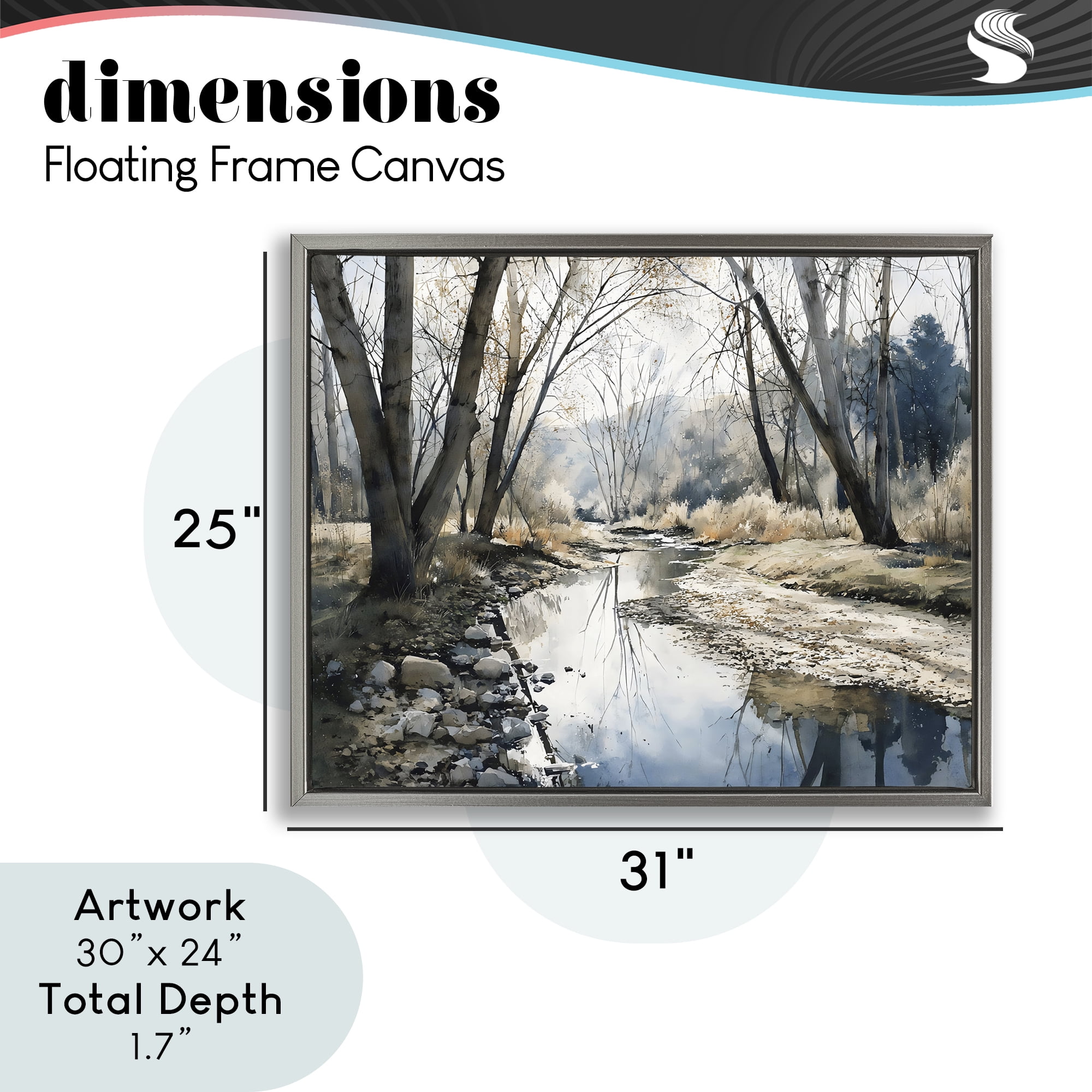 Stupell Industries Serene Reflections at Autumn Creek Gray Framed Floater Canvas Wall Art, design by Franklyn Gregory