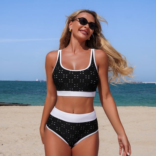 TaTaai Women's Two Piece Swimsuit, Skirt Style Bikini with Sleeveless Top and Soft Cup, Fashion Beach Attire for Hot Spring Resort, Holiday Season and Poolside Leisure Gift