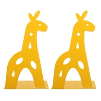 OUNONA Yellow Iron Bookends with Antislip Design for Shelves Keep Books Tidy and Organized in Home Office or Classroom 6 x 4.5 Inches