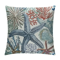Creowell Nautical Coastal Pillow Covers Blue Beach Theme Ocean Seashell Coral Starfish Throw Pillow Covers Summer Outdoor Pillow Cases Cushion Covers for Couch Bed Sofa Decor White