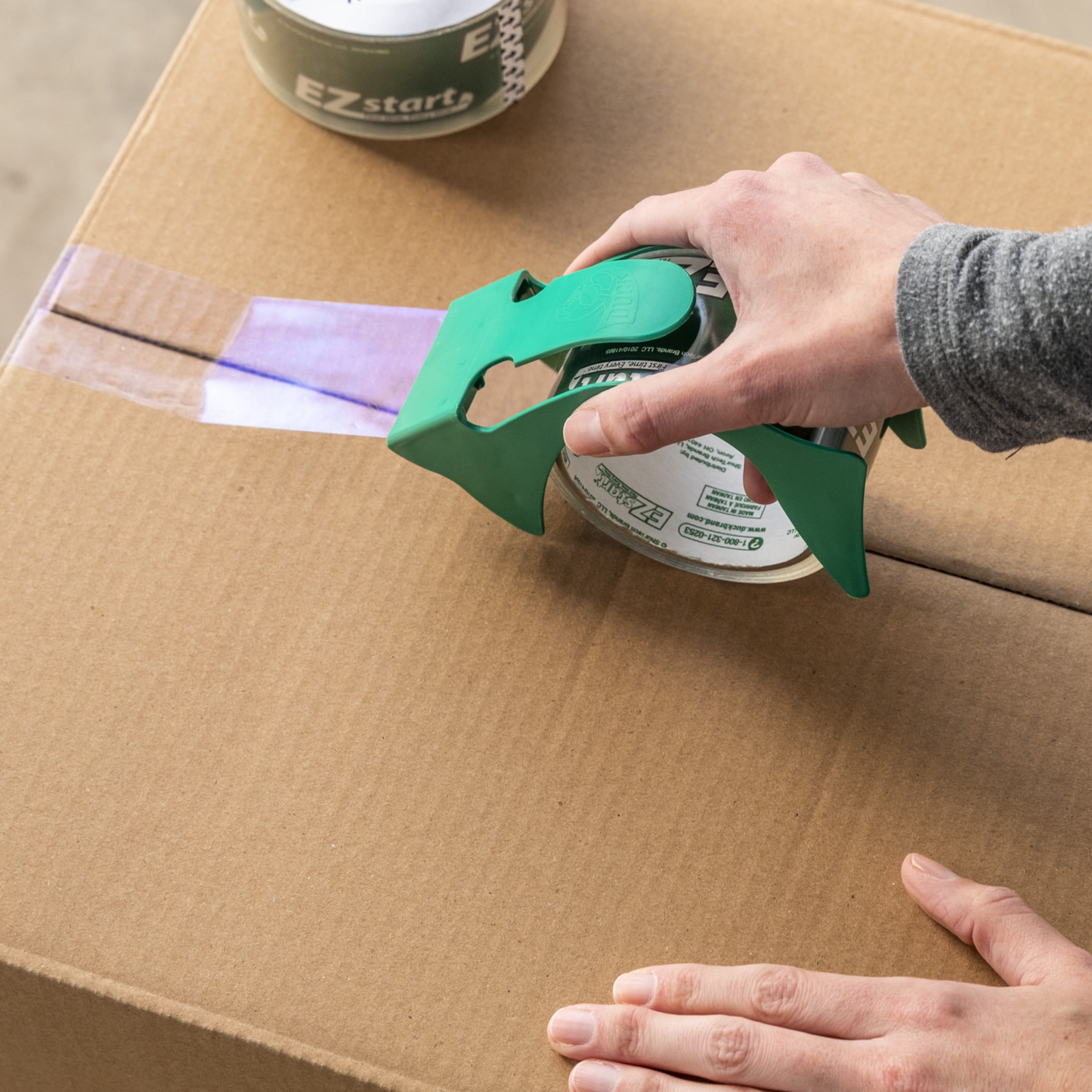 (6 pack) Duck Brand EZ Start Packing Tape with Dispenser, 1.88 in x 25 yd, Clear, 1 Roll