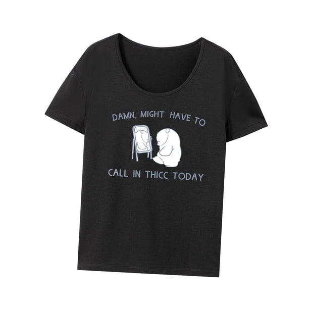 Camiseta con letras de animales lindos de dibujos animados para mujer, suave para senderismo, pesca, mochilero M Yuyangstore Camiseta para mujer