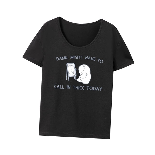 Mujeres dibujos animados lindo animal camiseta cuello redondo camiseta moda cómodo pantalón corto casual M