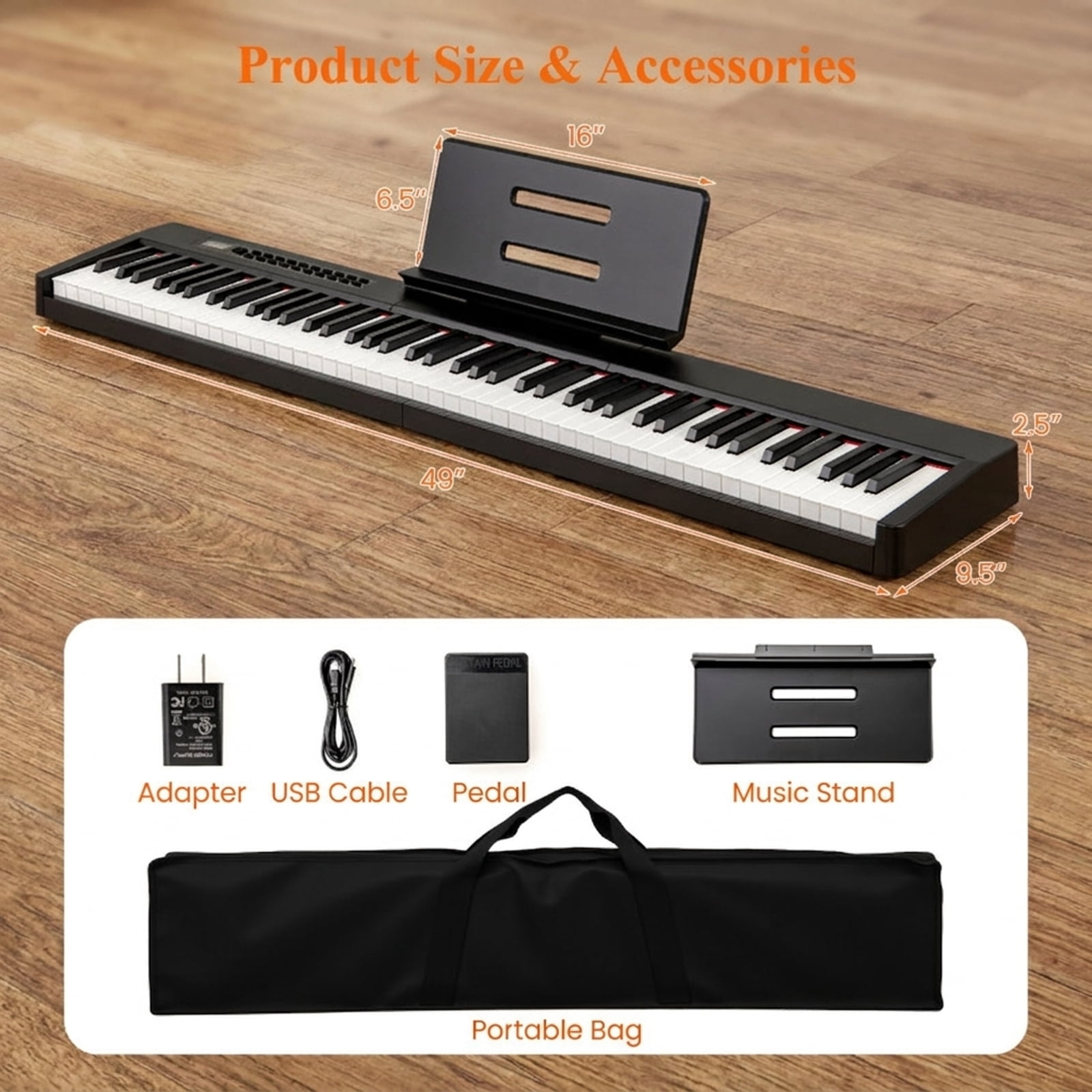 Redsmile 88-Key Velocity-Sensitive Digital Piano with Dual Keyboard, Recording and Black Wood-Texture Cabinet, Black