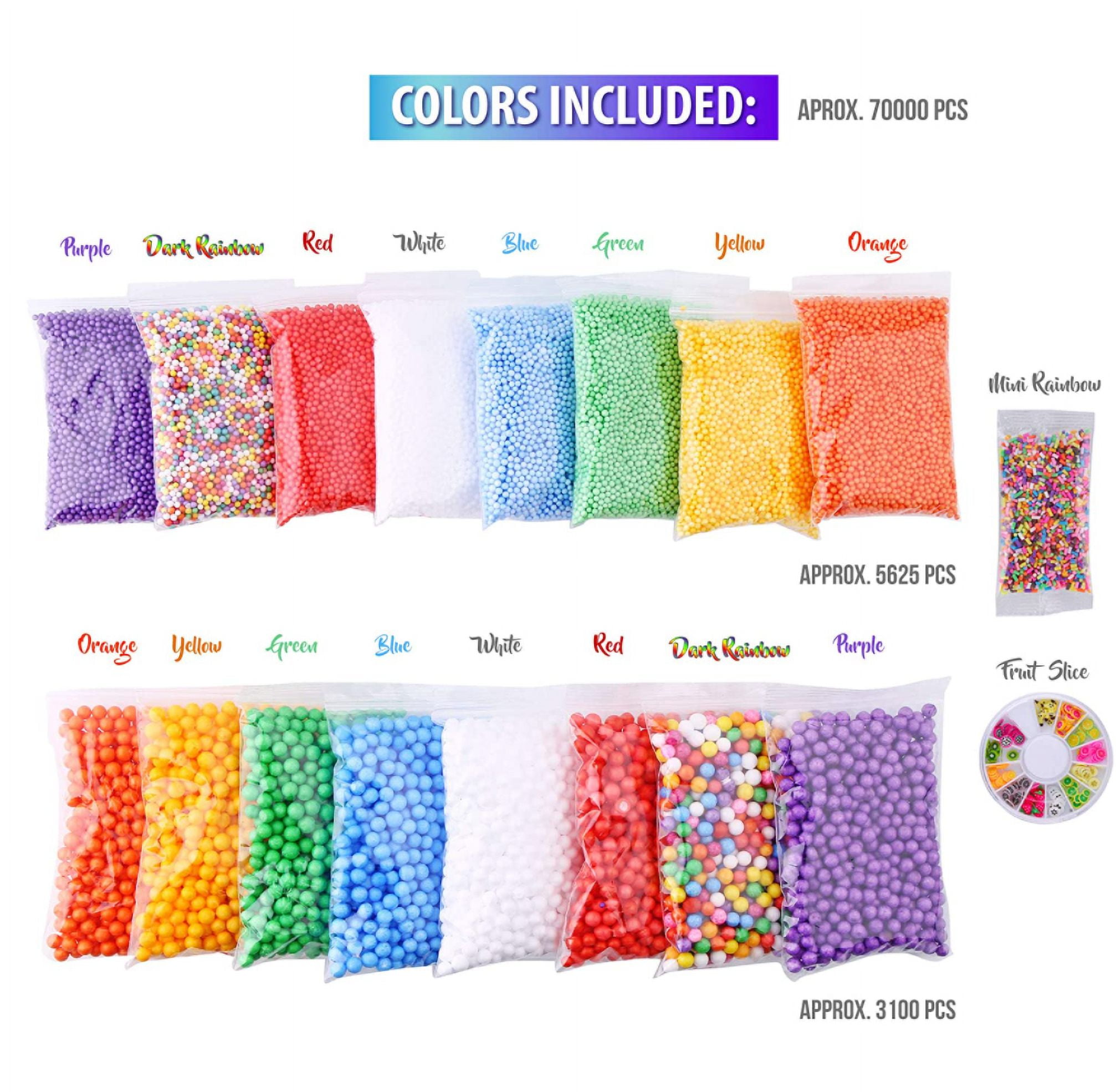 Foam Beads for Slime - Approx. 300,000 Pieces (2-3mm) - Easy Pour Gallon -  Smoothfoam Kids (Rainbow)