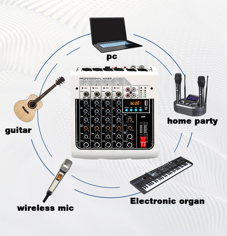 USB Live Stage Mixer for Pc 6 Channel Sound Table Mixing Card Digital Consoles Controller
