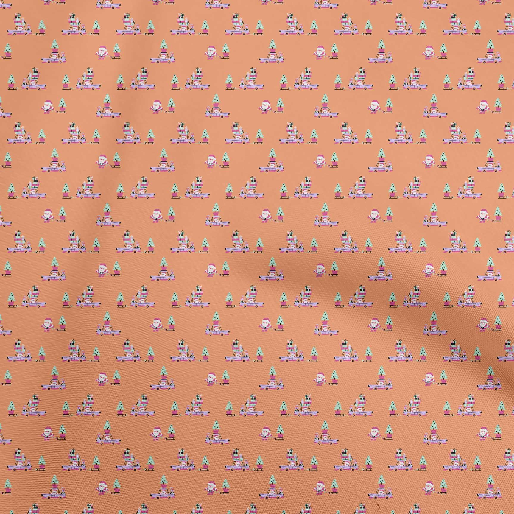 oneOone Cotton Poplin Orange Fabric Christmas Sewing Fabric By The Yard Printed Diy Clothing Sewing Supplies 56 Inch Wide