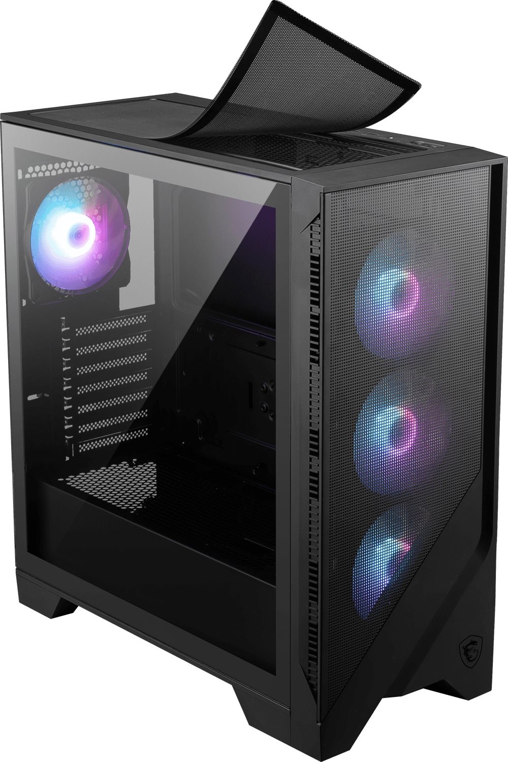 MSI MAG FORGE 321R AIRFLOW WMT ARGB Mid-Tower ATX PC Case - 4X Pre-installed Fans, High Airflow, Magnetic Dust Filter, Black