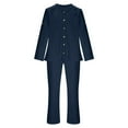 thumbnail image 3 of SYMOID Big & Tall Men's Navy Matching Set (Size 3XL) - Cuban Collar Shirt & Straight Leg Pants, Stretch Polyester Spandex for Casual/Beach Outfits, 3 of 7