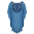 thumbnail image 7 of Rigardu swimsuit coverups for women Womens Solid Color Patchwork Beach Dress Small Tassel Shortbeach Coverup cover ups for swimwear women Blue + One size, 7 of 7