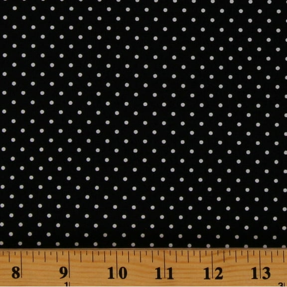 Cotton Swiss Polka Dots Spots Spotted White on Black Cotton Fabric Print by the Yard (C670-110-BLACK)
