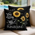 thumbnail image 2 of 16x16 Pillow Covers Set of 2, Sunflowers Square Throw Pillow Covers for Couch/Sofa/Living Room, Modern Bee You Are My Sunshine Black Decorative Soft Pillowcases for Couch Throw Pillows, 2 of 9