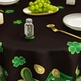 thumbnail image 4 of St. Patricks Day Tablecloth 60×60 Inch Round, Clover Shamrock Hat Black Washable Table Cover for Party Picnic Dinner Decor, 4 of 6
