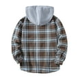 thumbnail image 3 of Chiccall Men's Flannel Shirt Plaid Hoodie Casual Comfortable Long Sleeve Drawstring Button-Down Shirt for Men, 3 of 8
