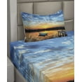 thumbnail image 2 of Ambesonne Fishing Fitted & Top Sheet Set with Sham, Little Boat on Pond, Sky Blue Yellow Black, 2 of 4