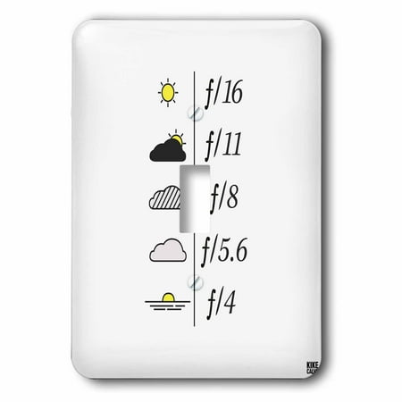 - 3dRose Daylight Exposure Guide and Light Metering Aperture Table - Yellow sun on white background - Single Toggle Switch (lsp_37764_1)