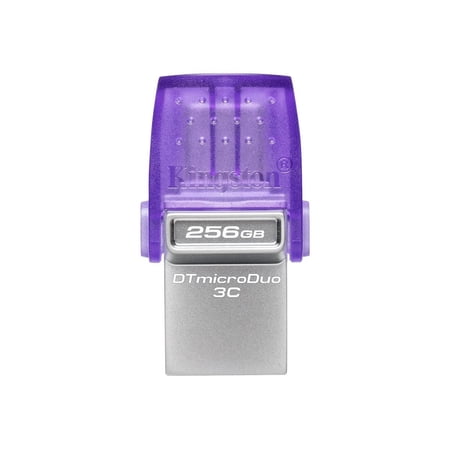 UPC: 0740617328110 | Kingston DataTraveler microDuo 3C 256GB USB-C & USB-A Flash Drive | Speeds up to 200 MB/s | USB 3.2 Gen 1 | Duo Connector | DTDUO3CG3/256GB