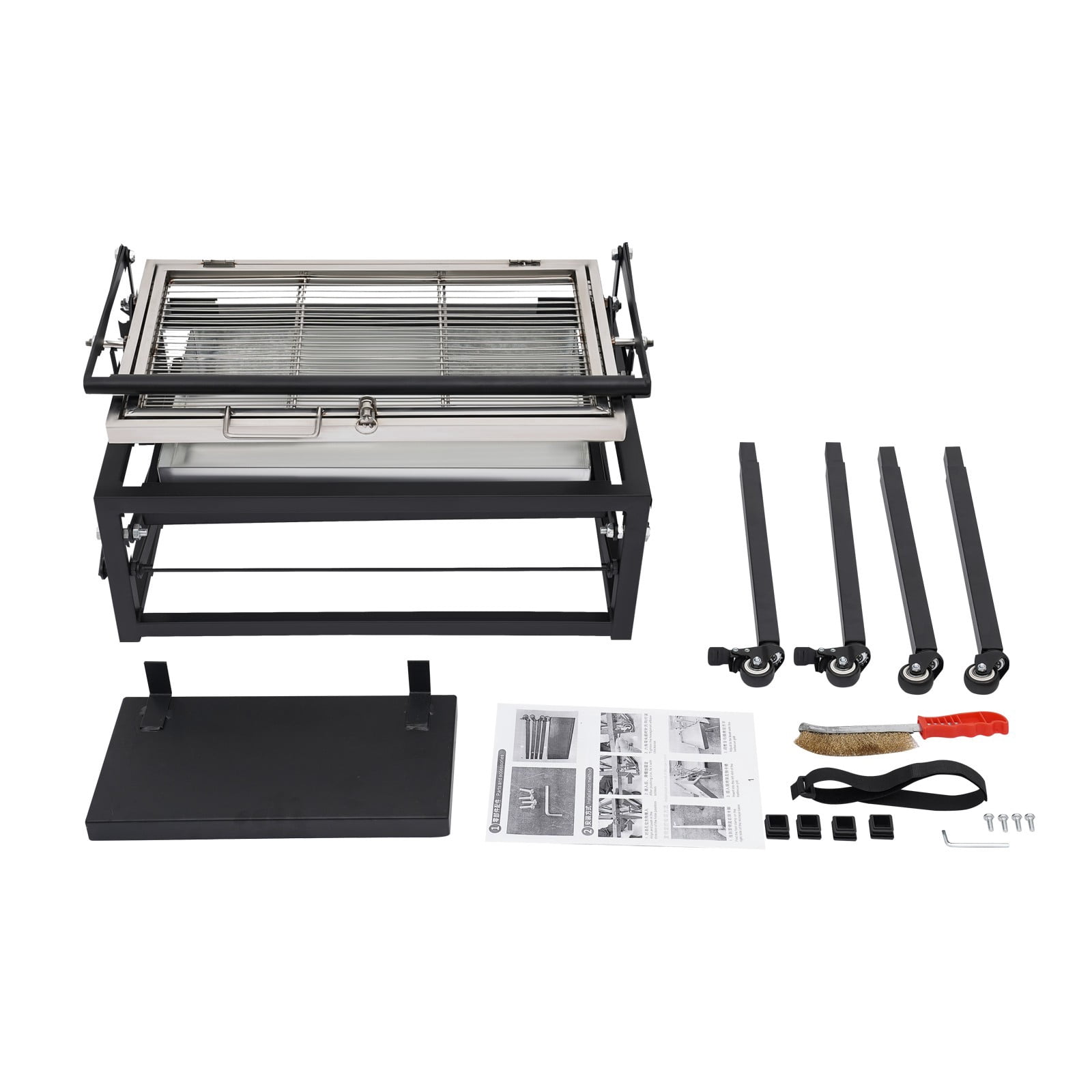 Charcoal Flip Grill – 360° Rotating Basket, Adjustable Height, Portable Outdoor BBQ with Wheels