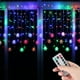 thumbnail image 5 of pstuiky Cortina de luces navideñas con copos de nieve para decoración del hogar 16 copos de nieve 80 mini luces LED de 3,5 m para decoración navideña., 5 of 7