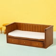 thumbnail image 4 of Joernso Miniature Single Bed for Dolls 1:12 Doll House Furniture Retro Wooden Mini Single Bed with 3 Drawers Model for Doll House Bedroom Decor, 4 of 7