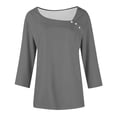 thumbnail image 6 of Fnooota Women's Plus Size T-shirts, Asymmetrical Neck Casual Summer Classic 3/4 Sleeve Tops Gray Size XL, 6 of 6