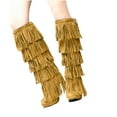thumbnail image 5 of Tejiojio Clearance Women's Shoes Retro Solid Color Ethnic Style Suede Fringed Metal Decoration Female High Boots, 5 of 9
