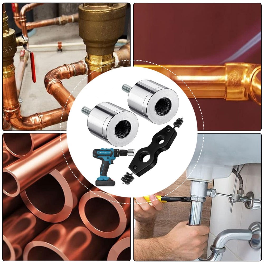 Copper Pipe Cleaner for Drill 15+22Mm Plumbing Cleaning Metal Tube Battery Brush 15+22Mm Fangkenuo