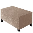 thumbnail image 2 of TOPCHANCES Stretch Ottoman Cover, Rectangle Jacquard Footstool Slipcover, Anti-Slip Furniture Protector (Khaki, L Size), 2 of 7