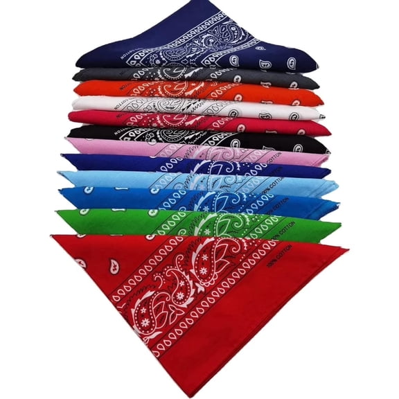 12 Pack Paisley Bandanas, 22" Square Soft Scarves, Multicolor Fashion Headbands for Men & Women