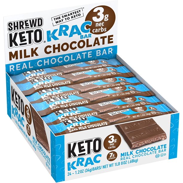Shrewd Food Milk Chocolate Keto Krac Bar, High Protein Bar, Keto Snacks