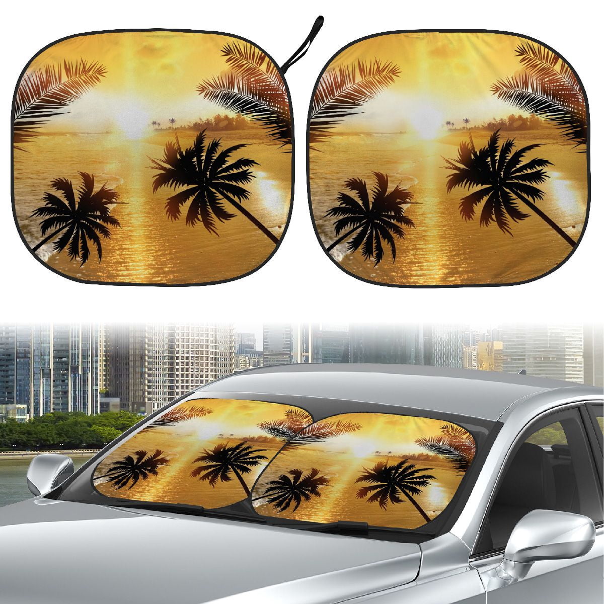 Auto Drive 2 Count Yellow Twist Sunshade of Product Size 28.5'' x 31.5''