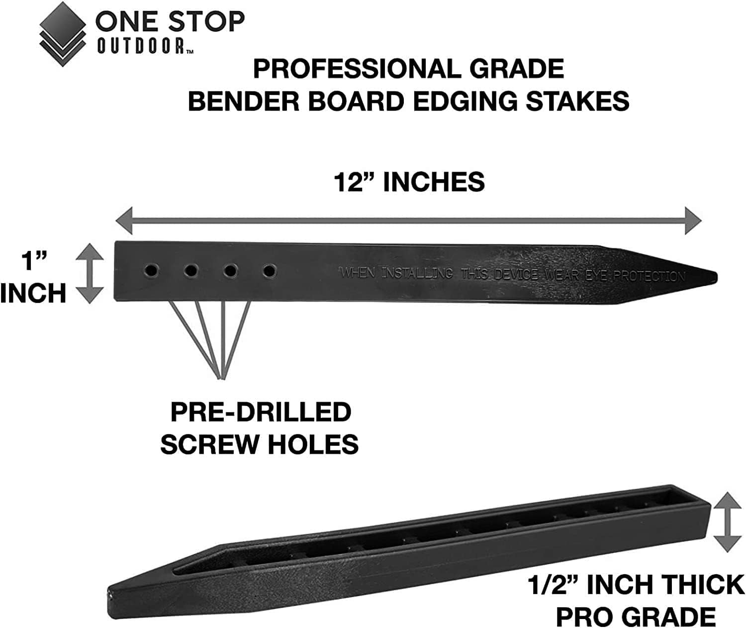 Heavy Duty, Black Landscape Lawn & Garden Border Edging Stakes - Easy Install Terrace & Bender Board (30)