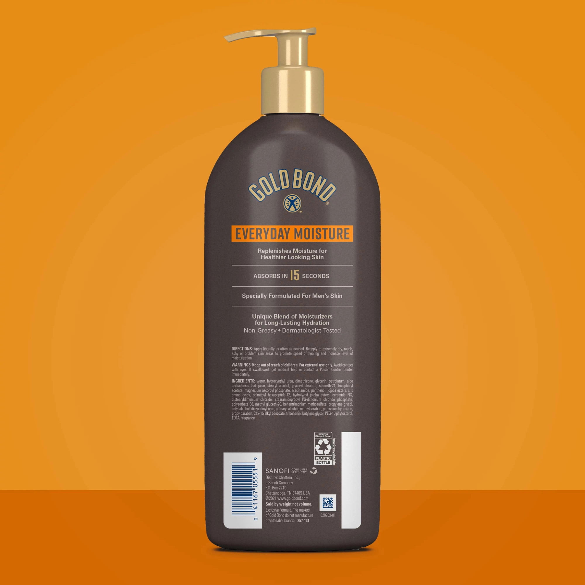 Gold Bond Men's Essentials Everyday Moisture Daily Body and Hand Lotion, 21 oz., With Vitamin C