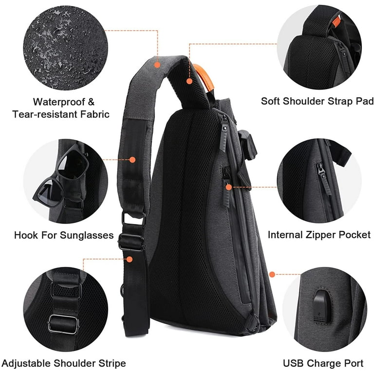 SYCNB Black Sling Bag Crossbody Shoulder Bag for Men Women, Lightweight One  Strap Backpack Sling Bag Backpack for Hiking Walking Biking Travel Cycling