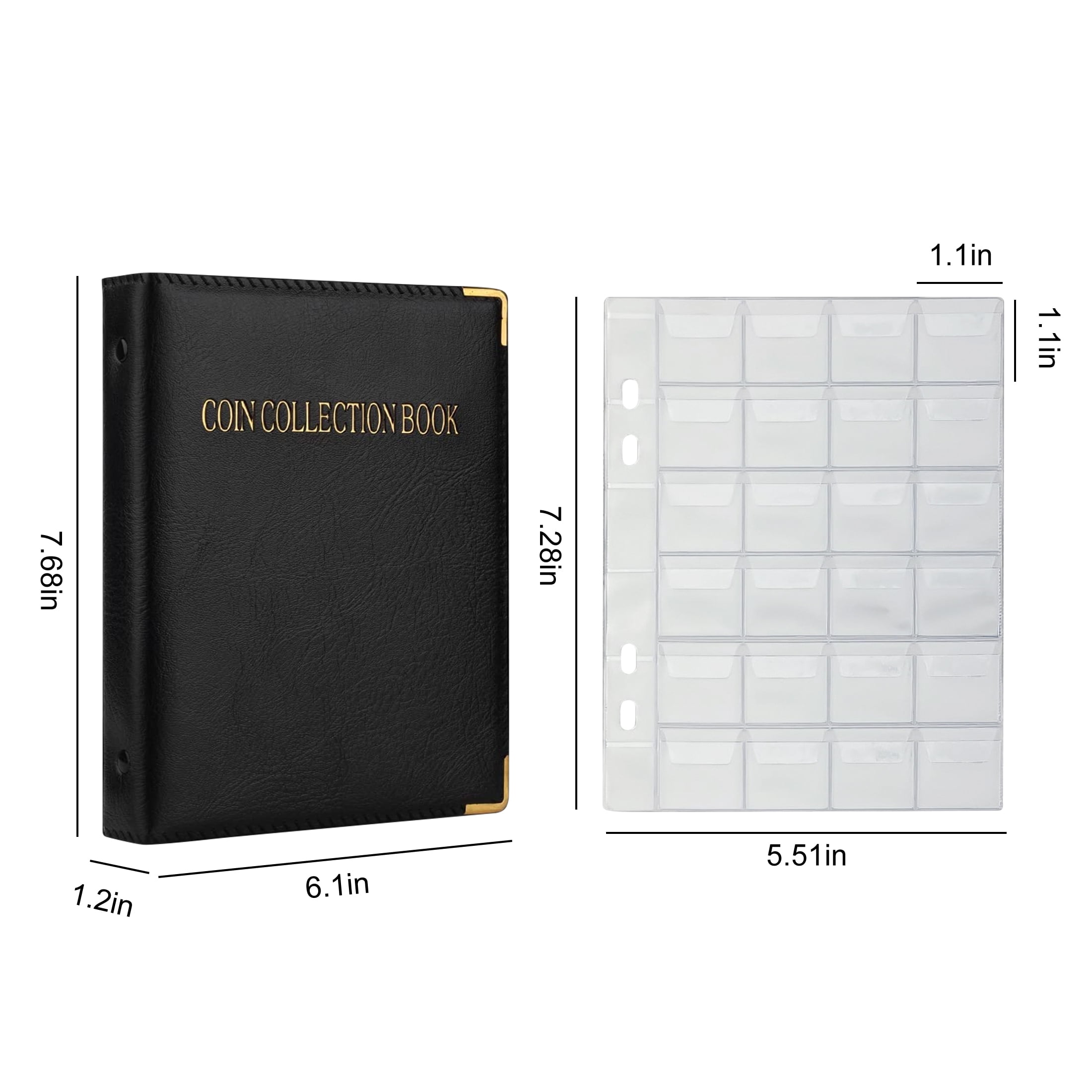 TSV Coin Album Collection Book, Waterproof PVC Pages, 480