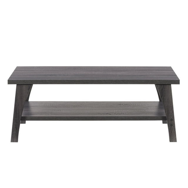CorLiving Hollywood Mid-Century Modern Dark Grey Engineered Wood Two-Tier Indoor Coffee Table