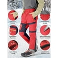 thumbnail image 2 of Asfixiado Kids Boys Waterproof Snow Pants Youth Fleece Lind Hiking Softshell Warm Skiing Pants for Girls Insulated Trousers Red, 2 of 9