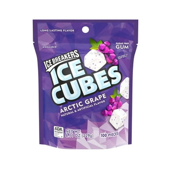 ICE BREAKERS ICE CUBES ARCTIC GRAPE Fruity, Made with Xylitol Sugar Free Chewing Gum Pouch, 8.11 oz (100 Pieces)
