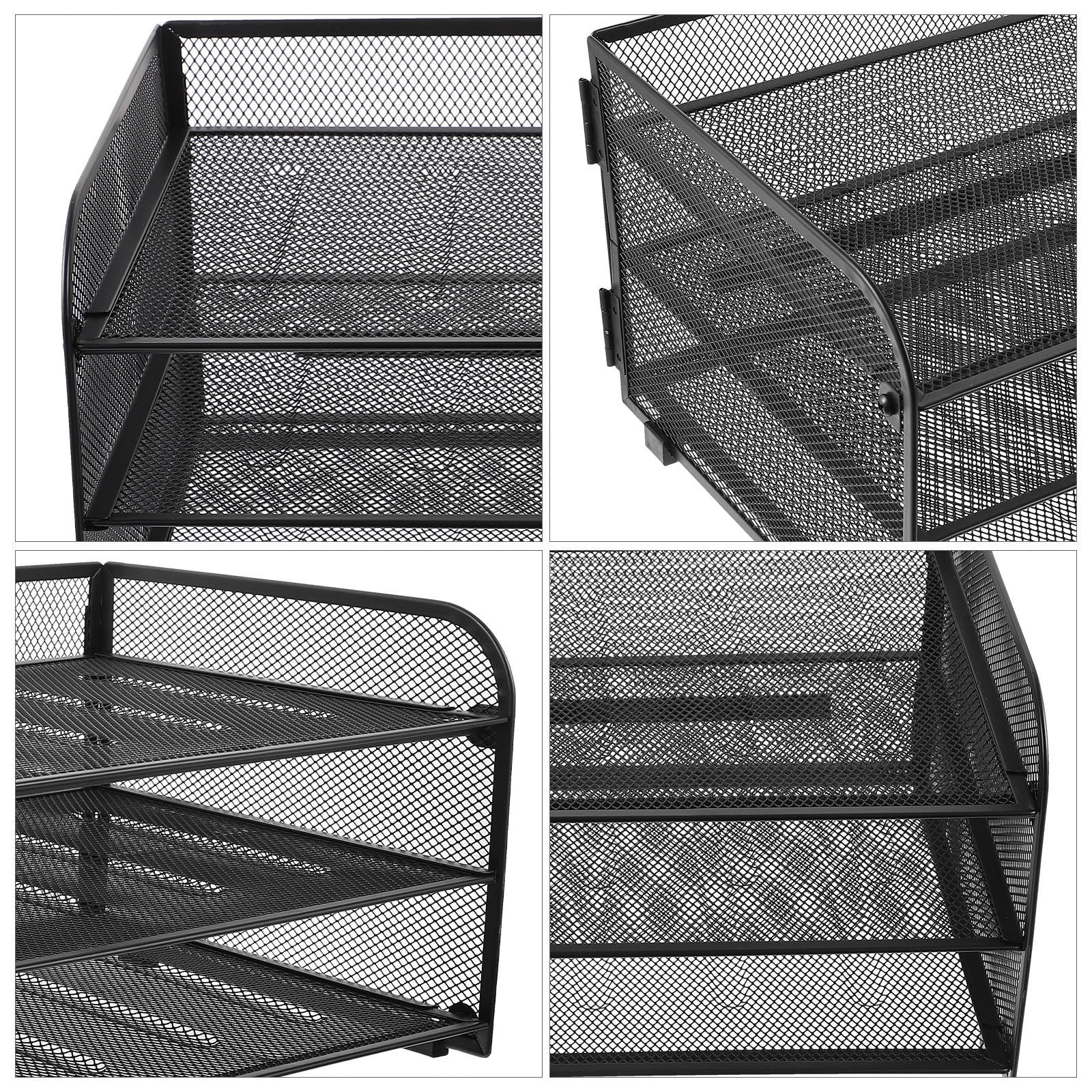 unbranded  Three-layer File Shelf Organizers Stackable Tray Holder for Desk Document Office Black