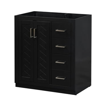 30" Bathroom Vanity without Sink, Solid Wood Frame Bathroom Storage Cabinet Only, Freestanding Vanity Set with 3 Drawers & Soft Closing Doors
