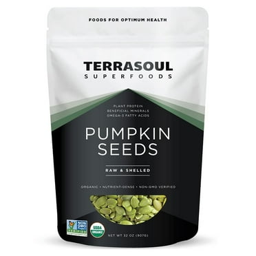 Terrasoul Superfoods Organic Pumpkin Seeds, 2 Lbs - Shelled, Raw, Unsalted