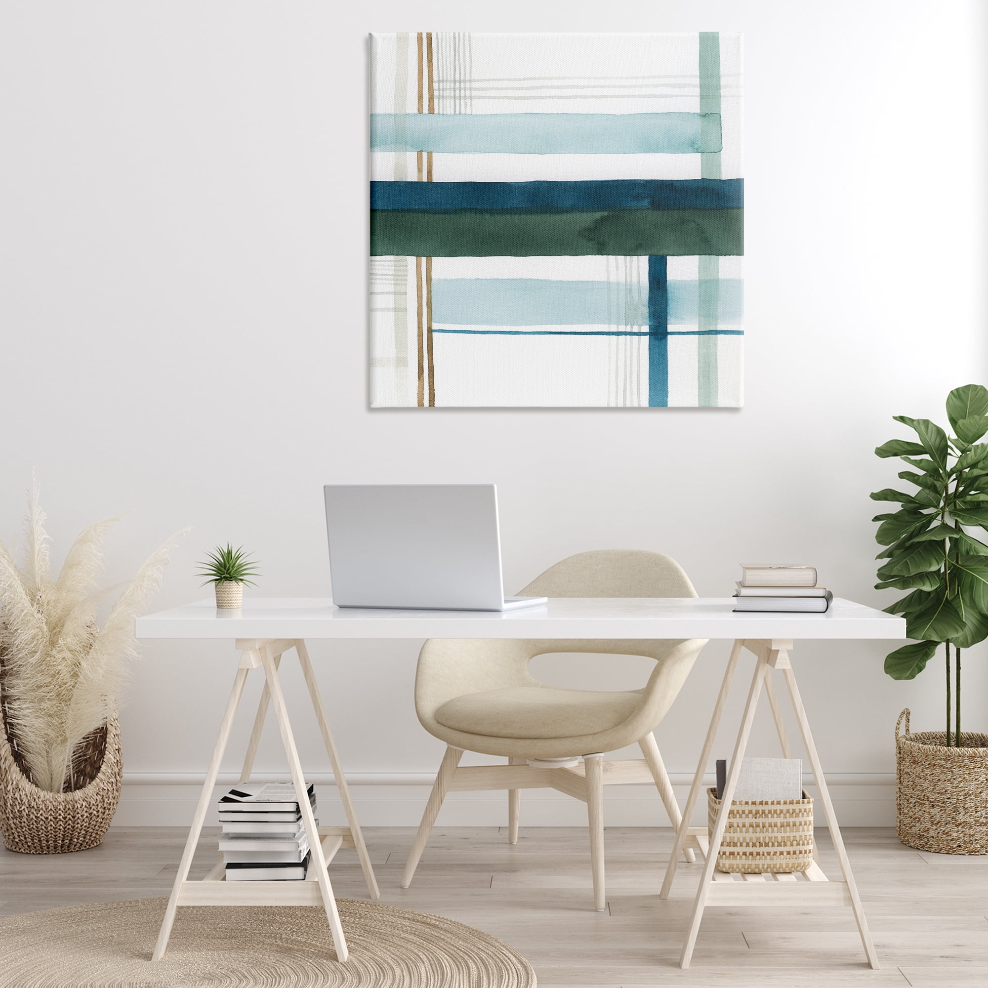 Stupell Industries Woven Green Hue Pattern Abstract Painting Gallery Wrapped Canvas Art Print Wall Art, 36 x 36