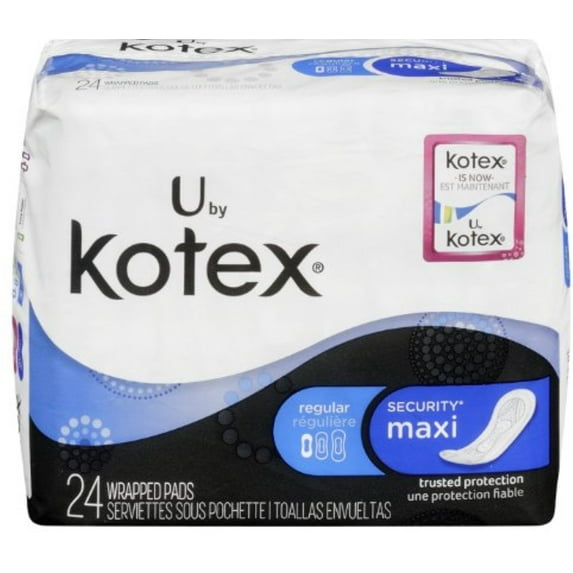 U by Kotex Maxi Pads, Regular, Unscented 24 ea (Pack of 2)