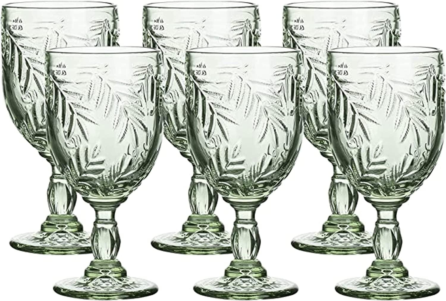 Whole Housewares Colored Vintage, Mosaic Goblet Drinking Glasses Set of ...