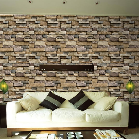 Weloille Wall Paper Brick Stone Rustic Effect Self-adhesive Wall Sticker Home Decor